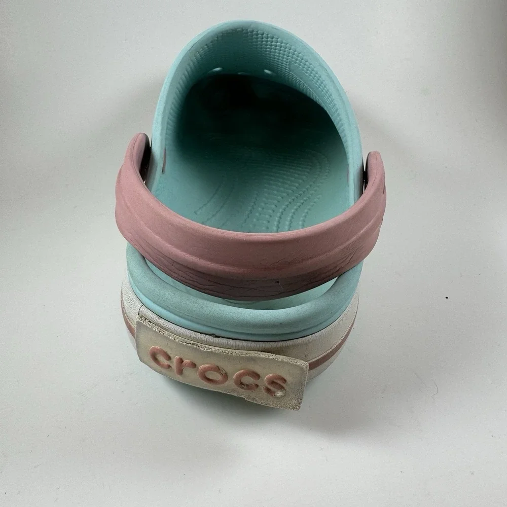 Crocs Crocband Ice Blue Pink White Womens 6 Men's 4 Pre Owned